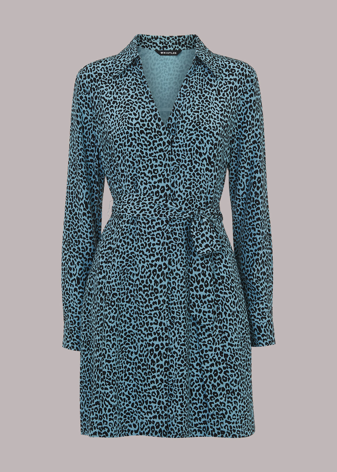 Contrast Leopard Belted Dress