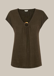 Tort Ring Linen Top Khaki