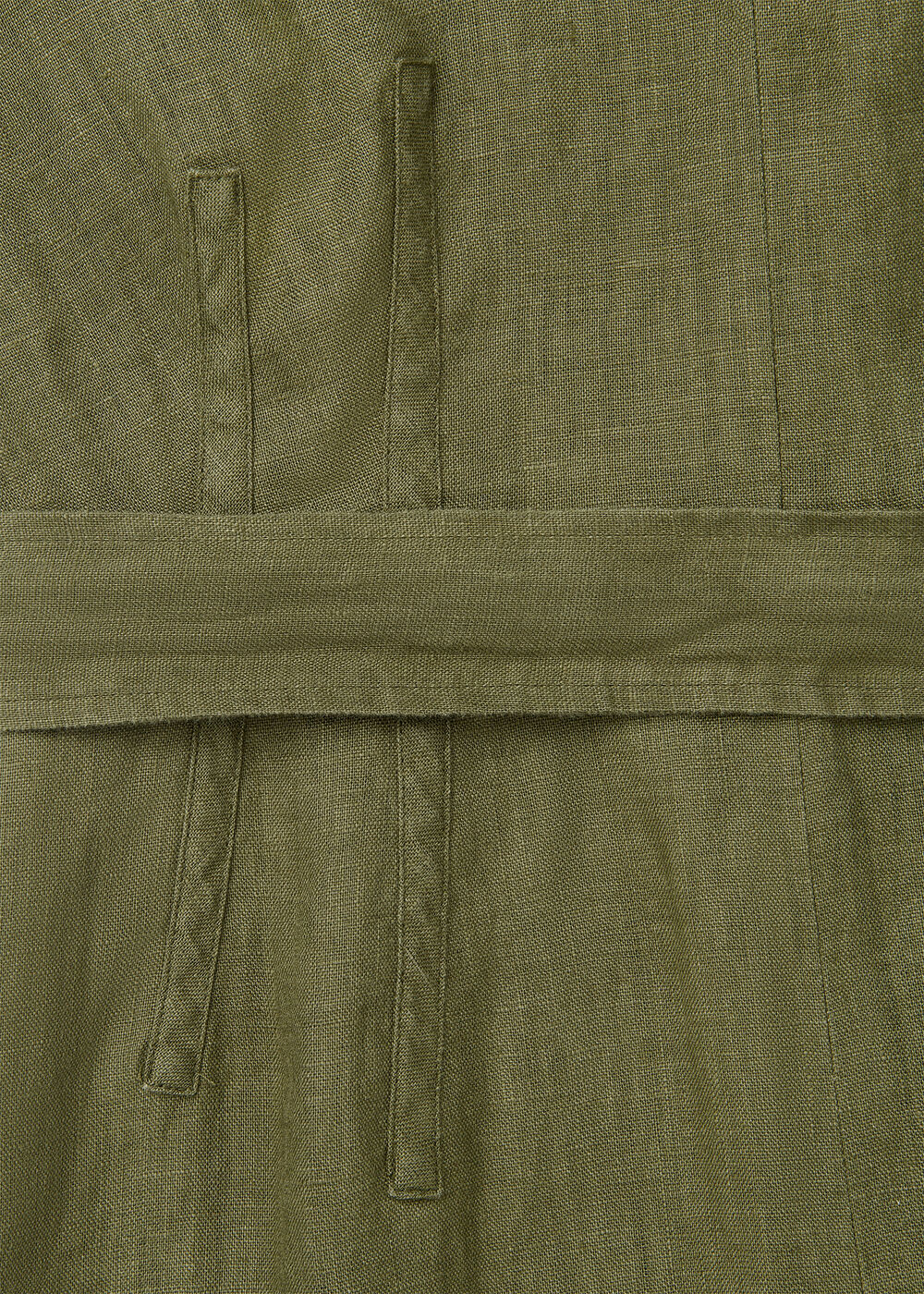 Petite Belted Seamed Linen Jumpsuit