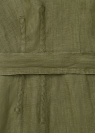 Petite Belted Seamed Linen Jumpsuit