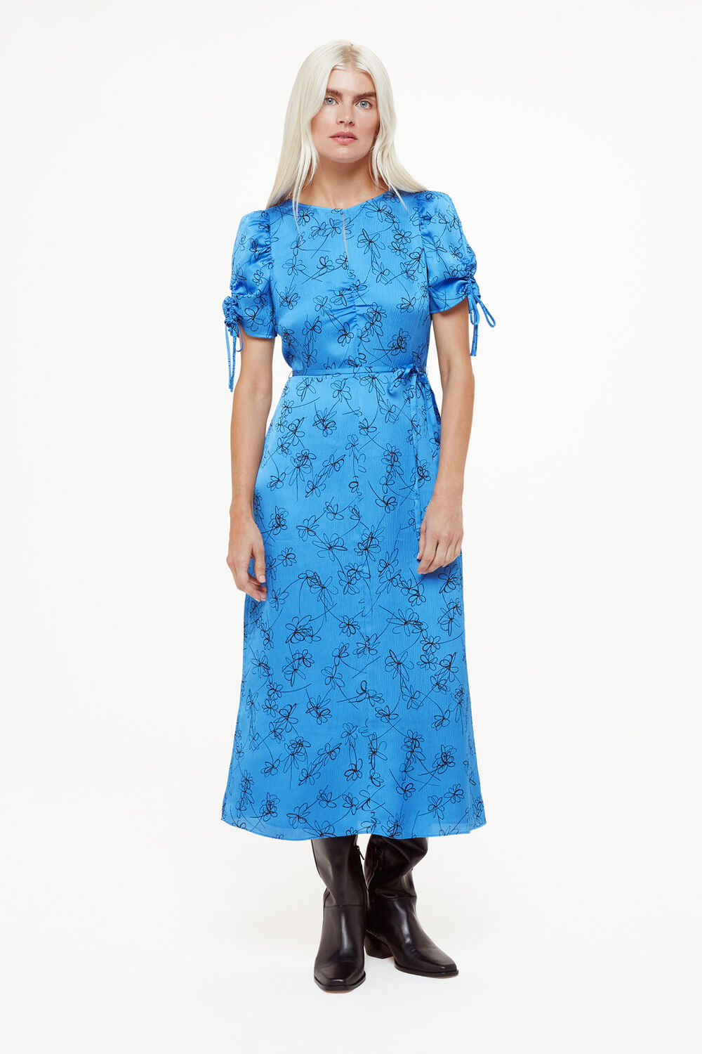 Blue Petite Aurelie Scribble Daisy Dress