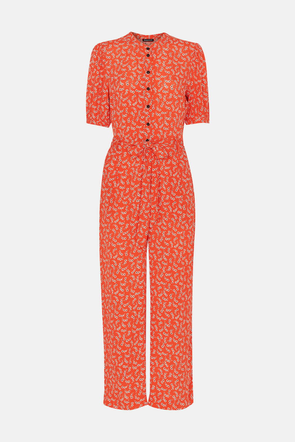 Red Micro Floral Jumpsuit