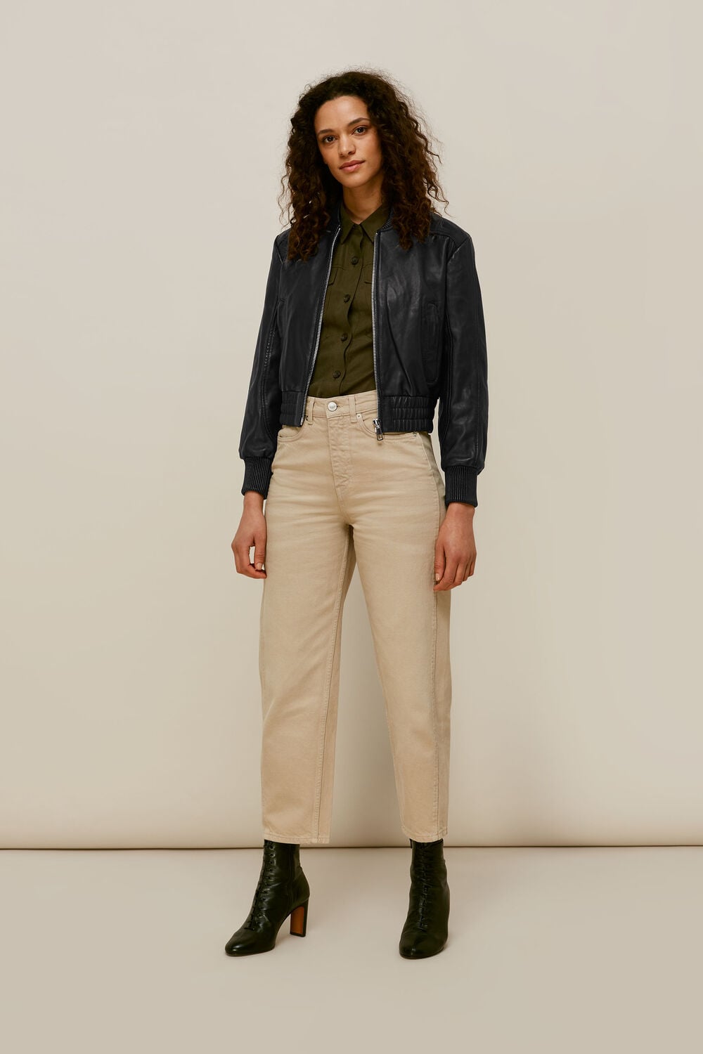 Cropped Bomber Jacket Black
