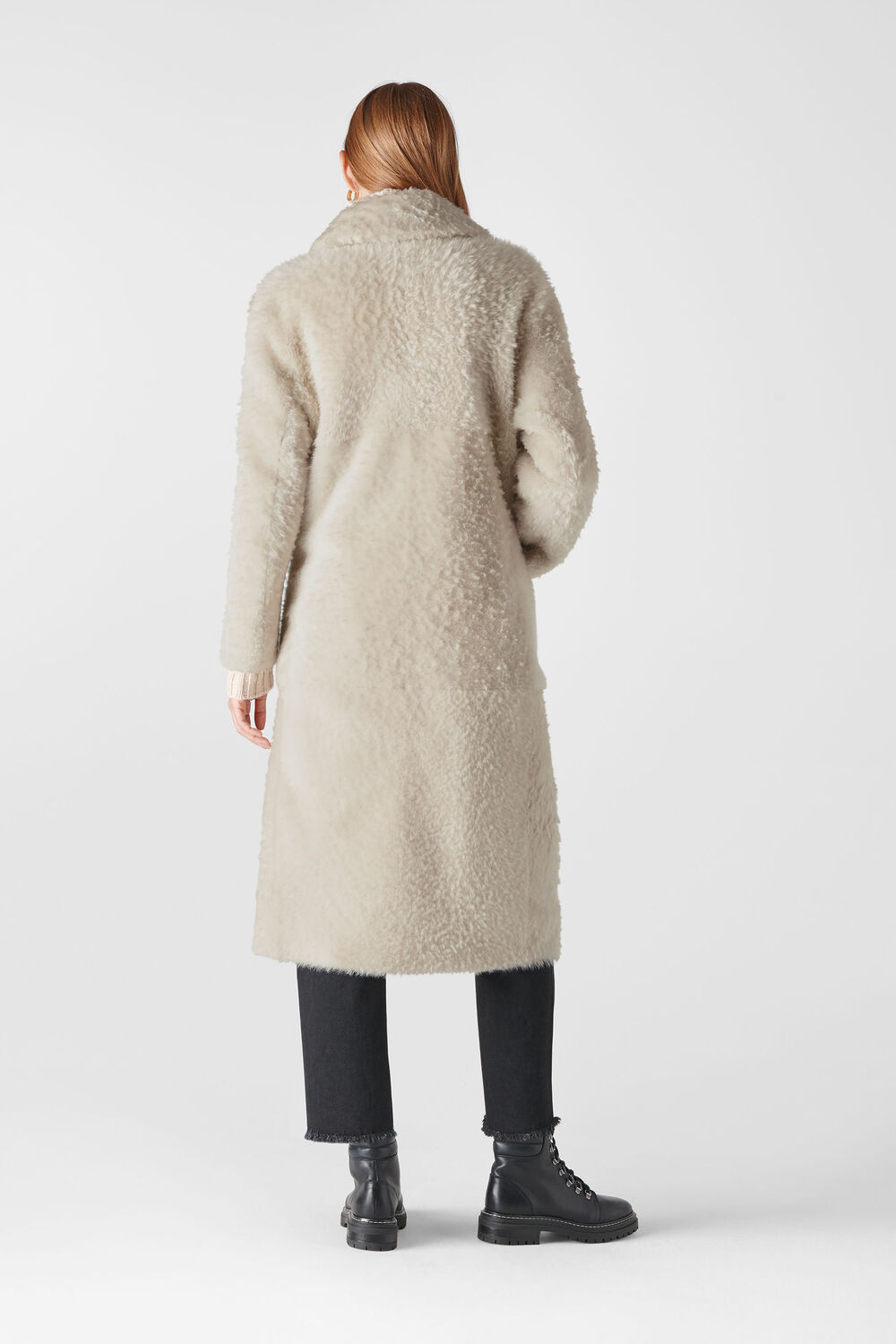 Erika Shearling Coat Ivory/Multi