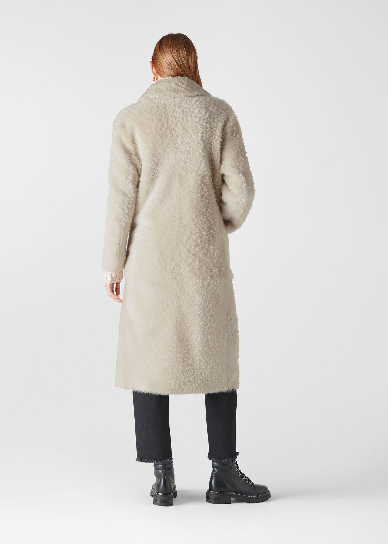 Erika Shearling Coat Ivory/Multi