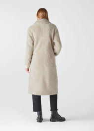 Erika Shearling Coat Ivory/Multi