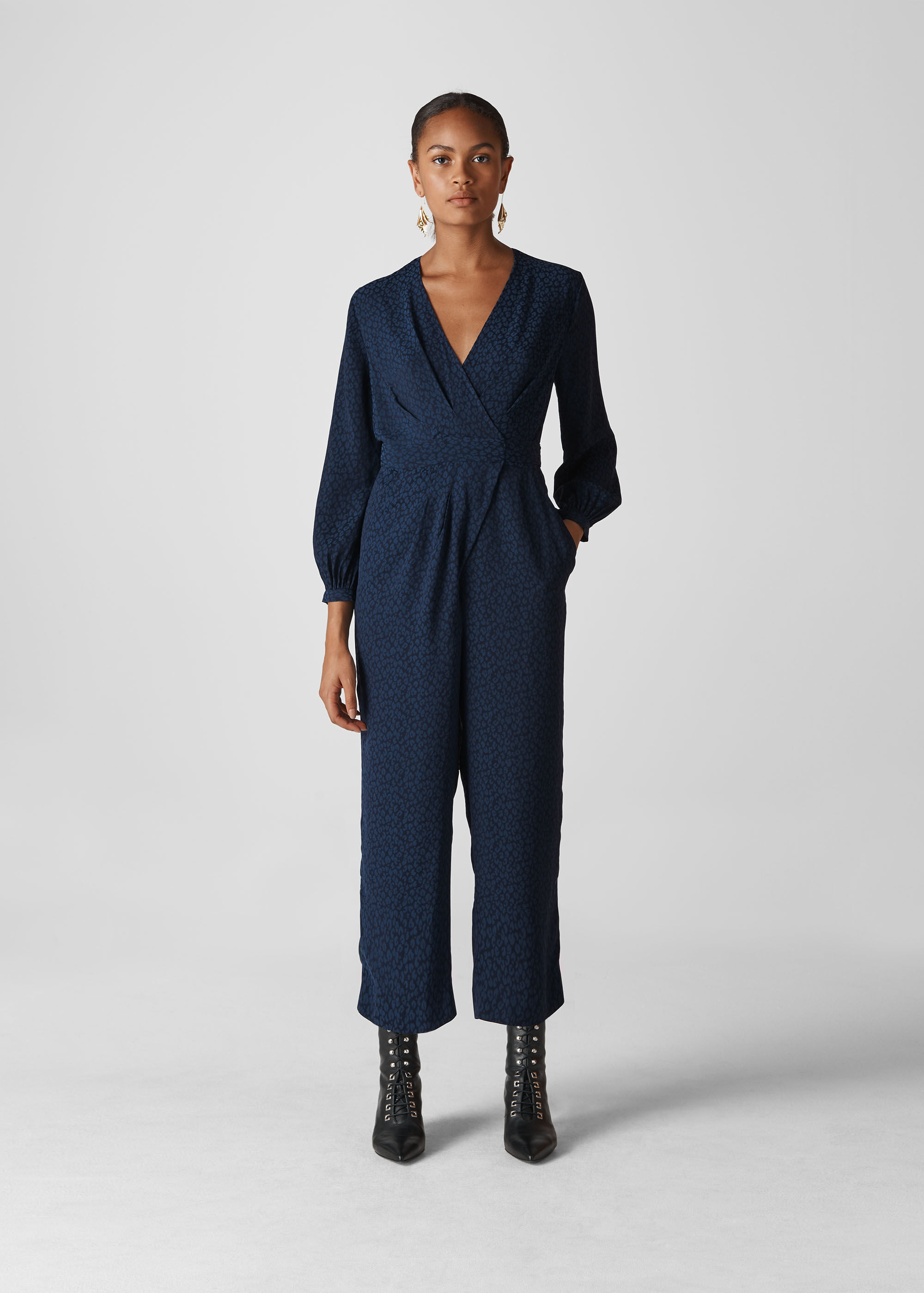 Navy deals wrap jumpsuit