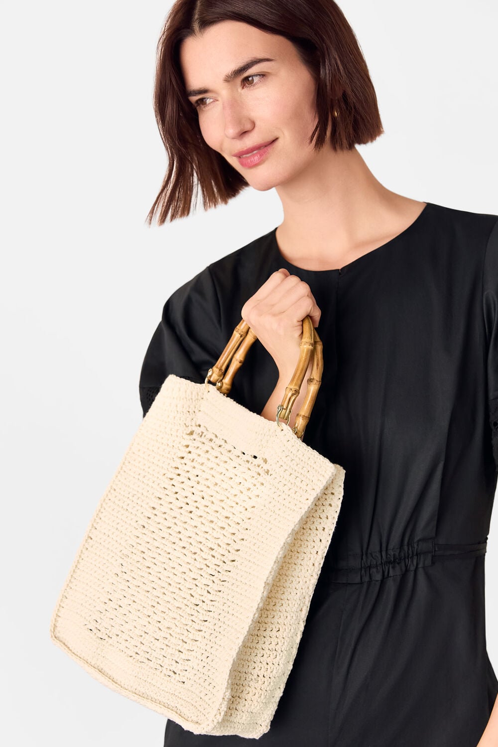 Bamboo Handle Crochet Mini Bag