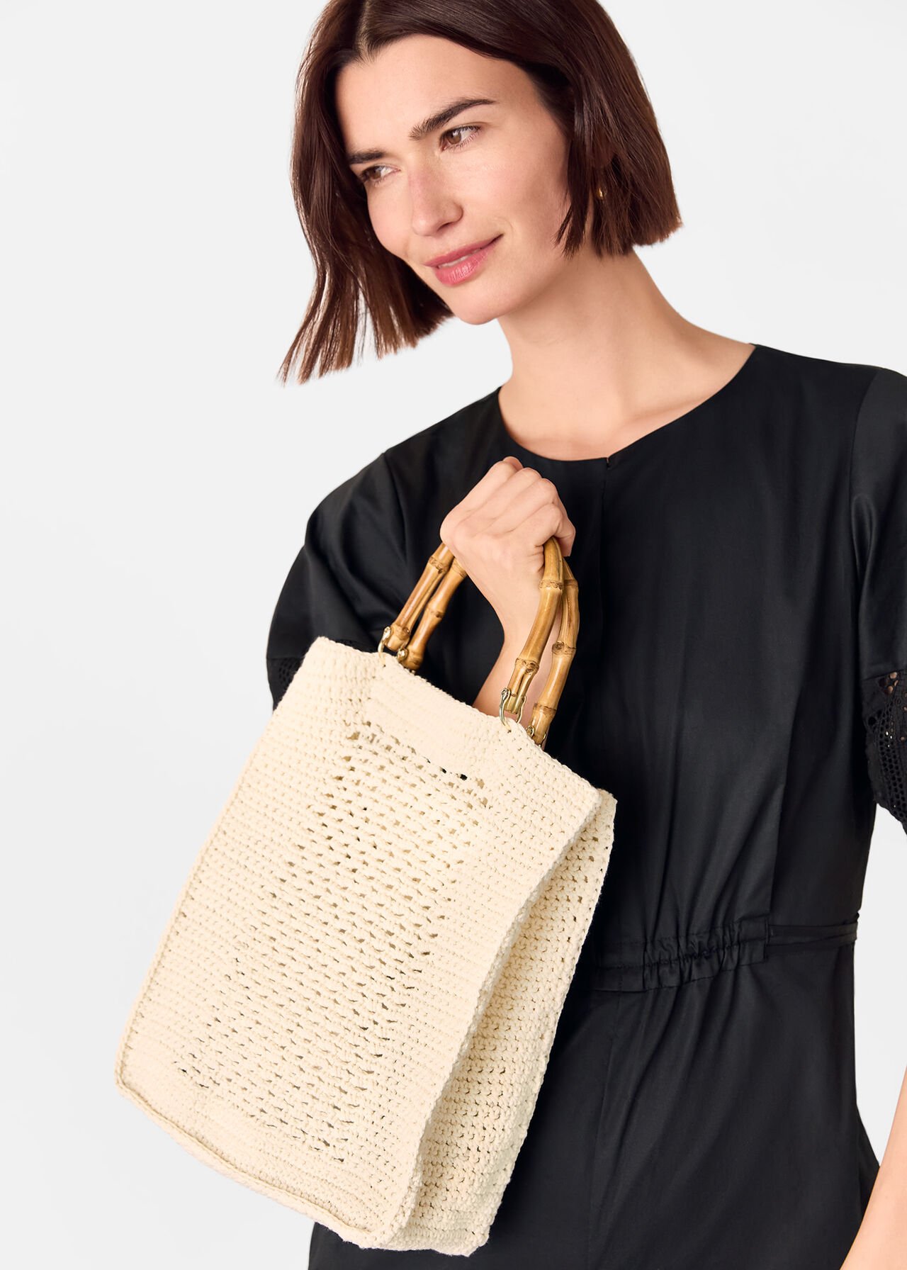 Bamboo Handle Crochet Bag