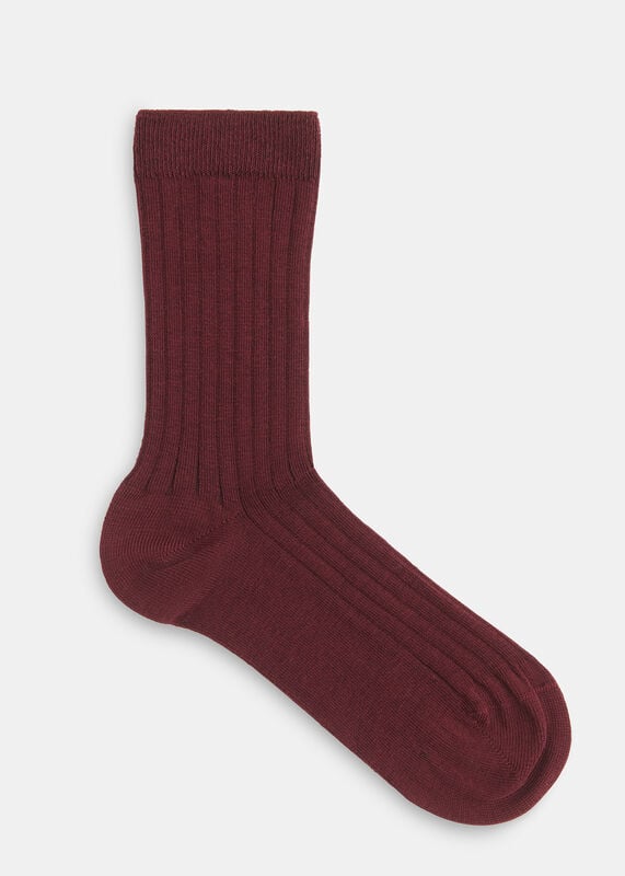 Burgundy Classic Ribbed Socks