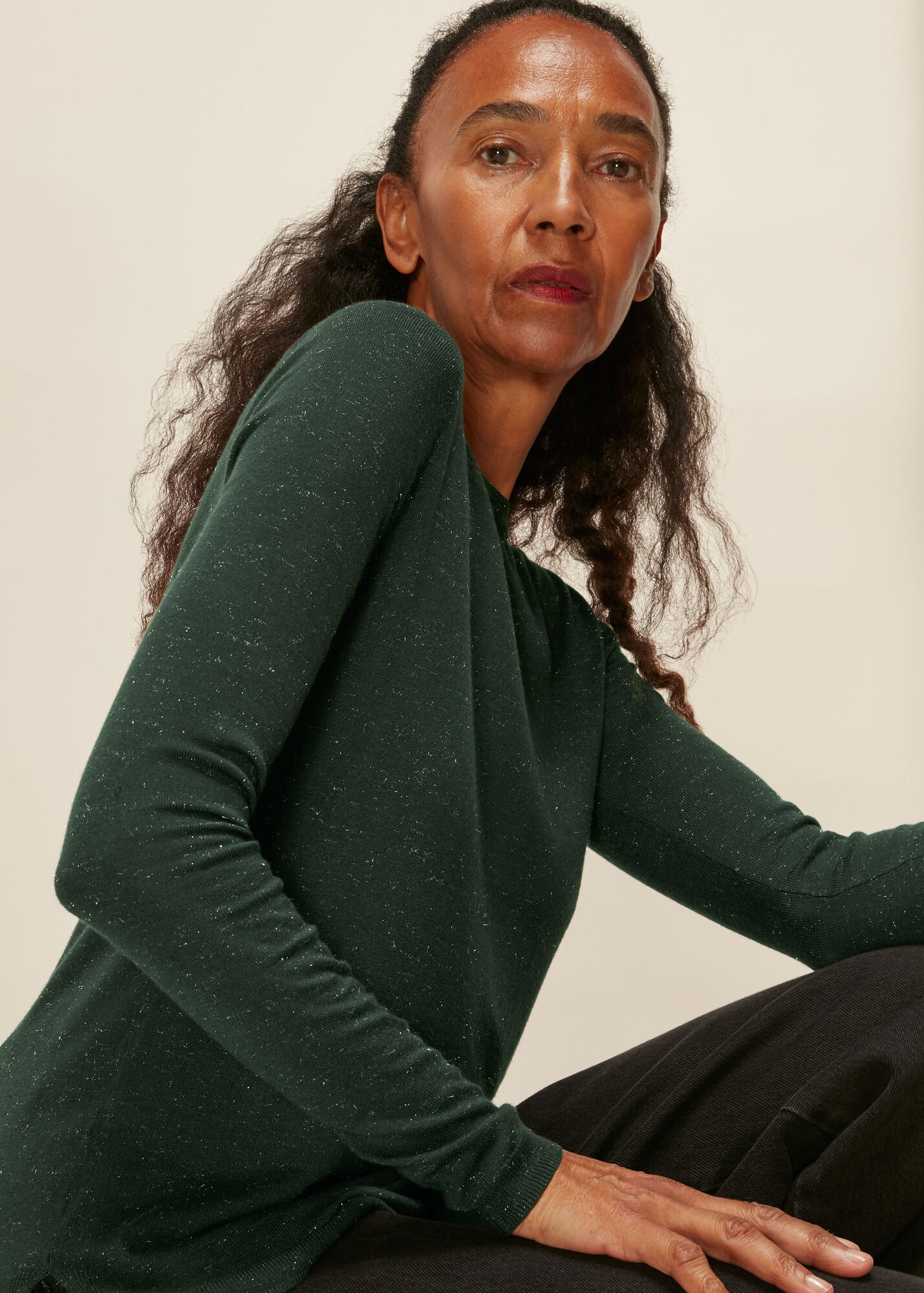 Dark Green Annie Sparkle Knit WHISTLES