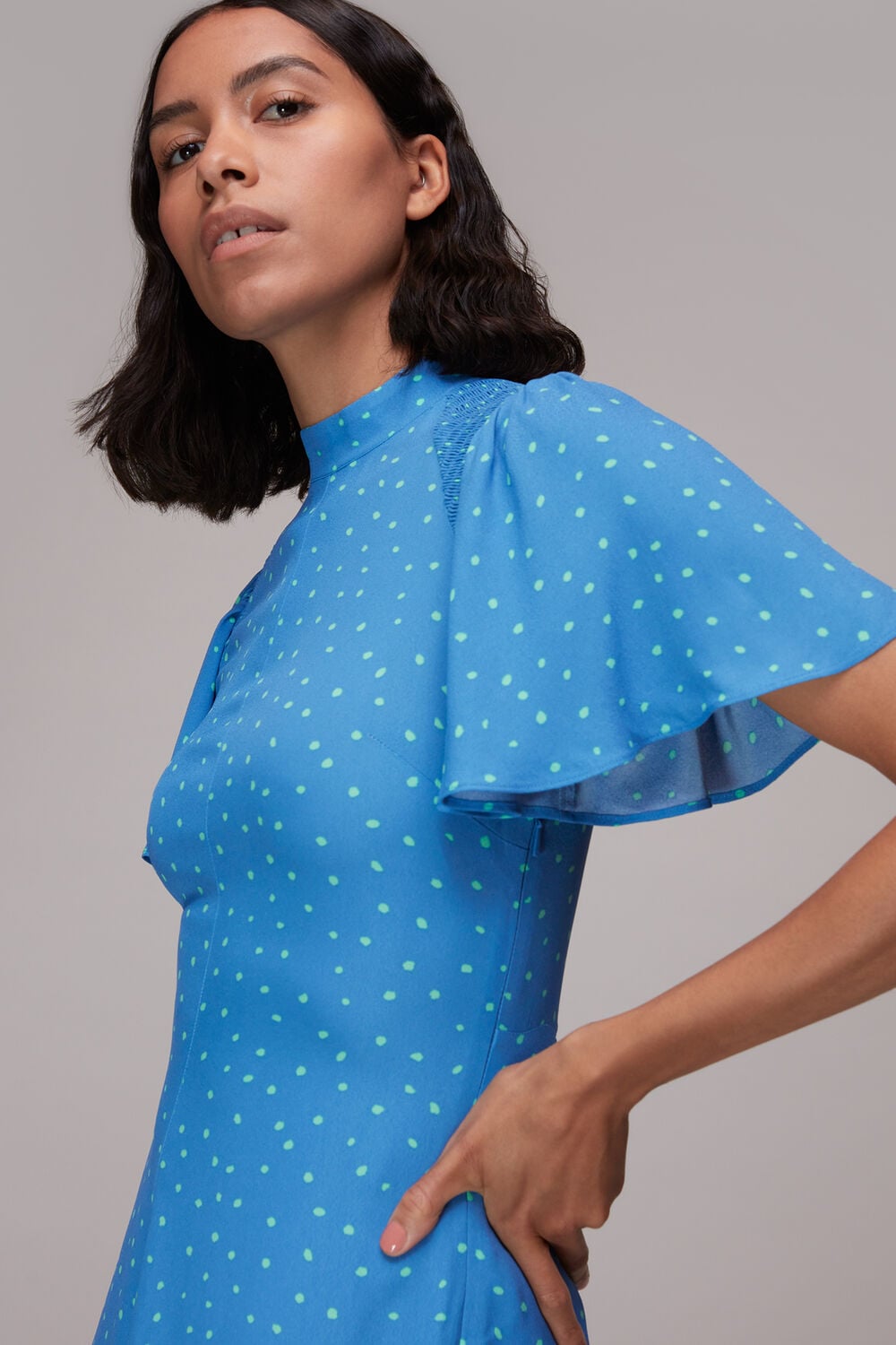 Uneven Spot Print Midi Dress