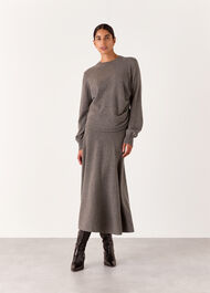 Taupe Side Ruched Knit Coord