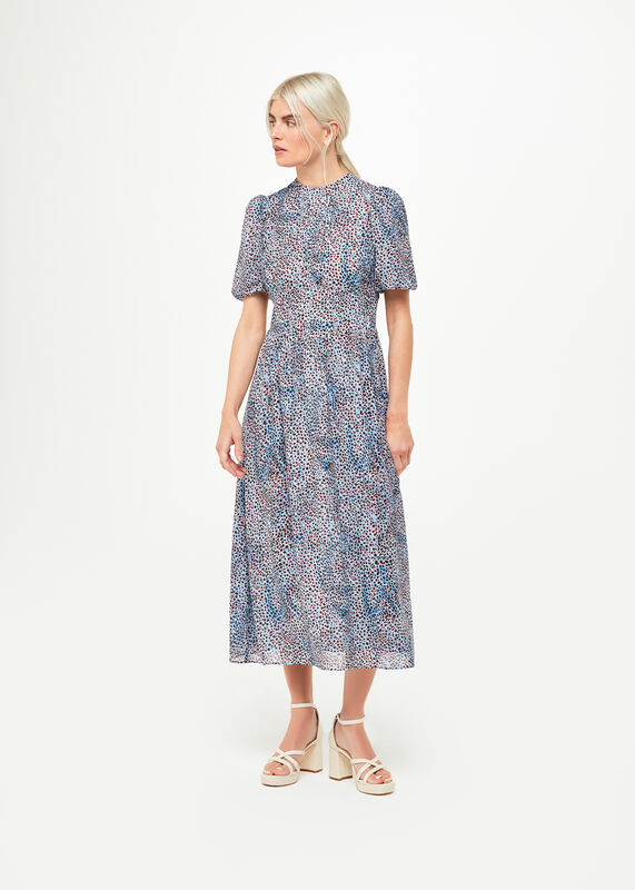 Blue Petite Ink Spot Blair Dress