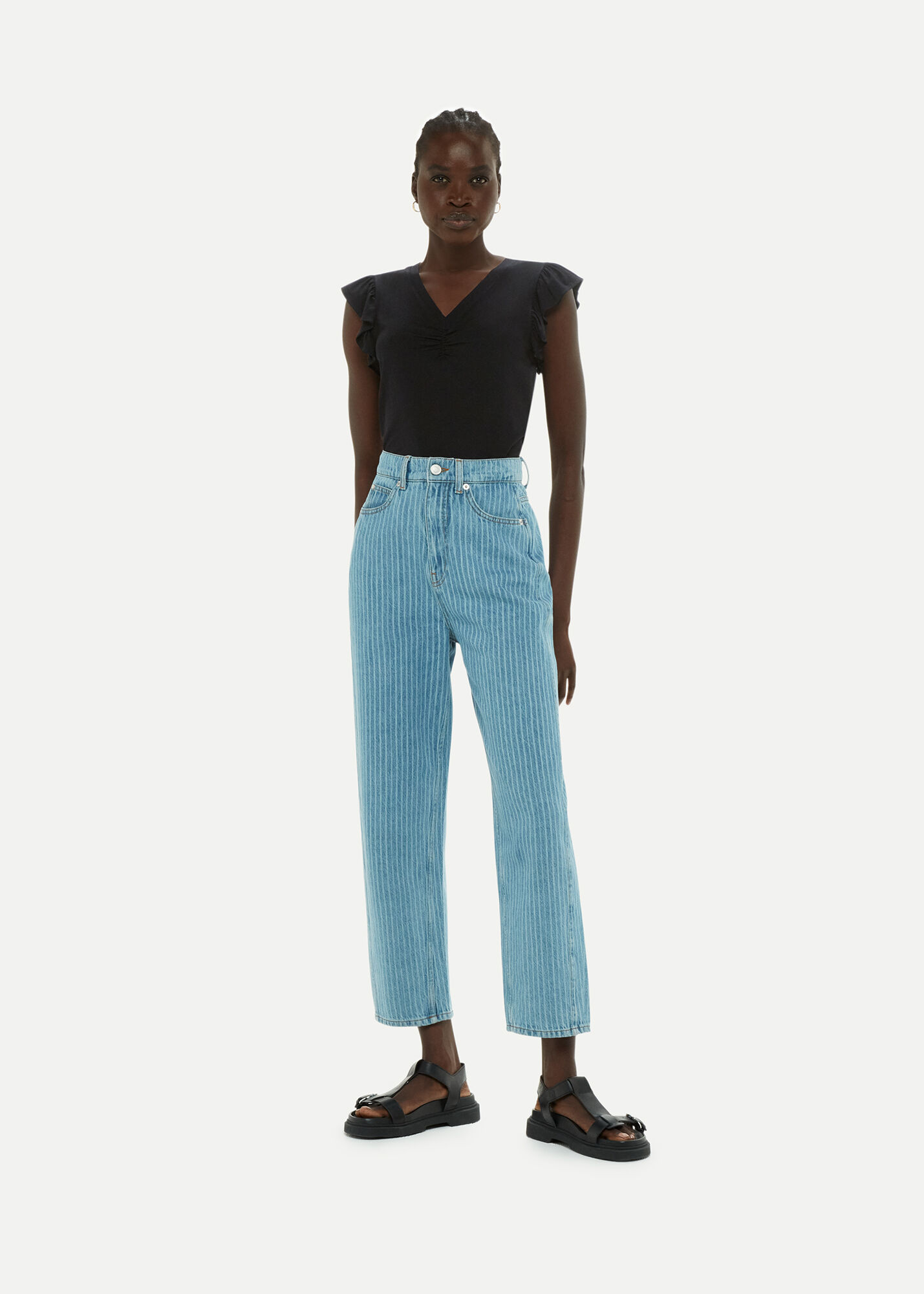 Haut Débardeur Femme Mystree - Blanc, Col V, Sans Manches - Taille L - Coton - Occasion Bon État