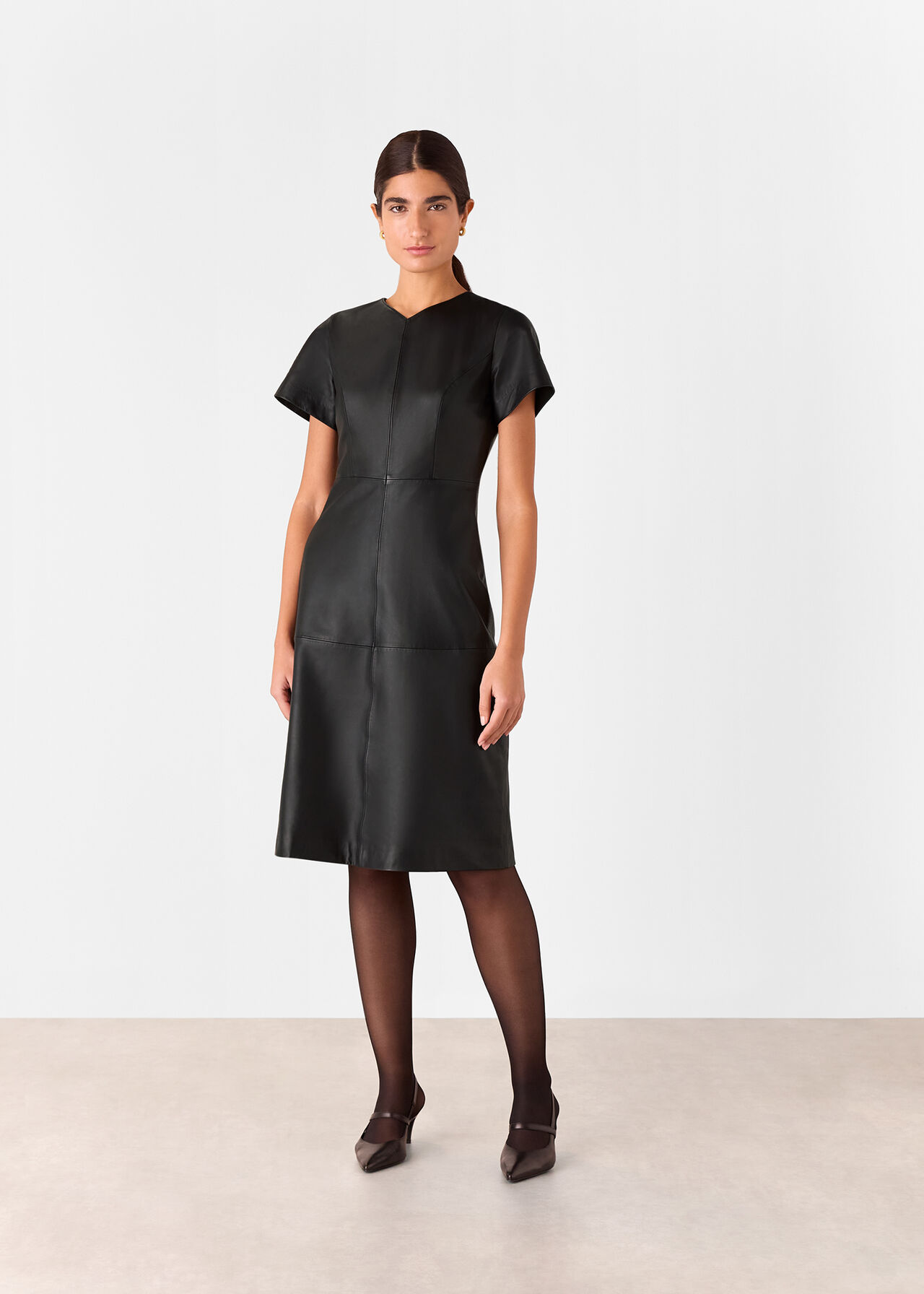 Rosamund A Line Leather Dress