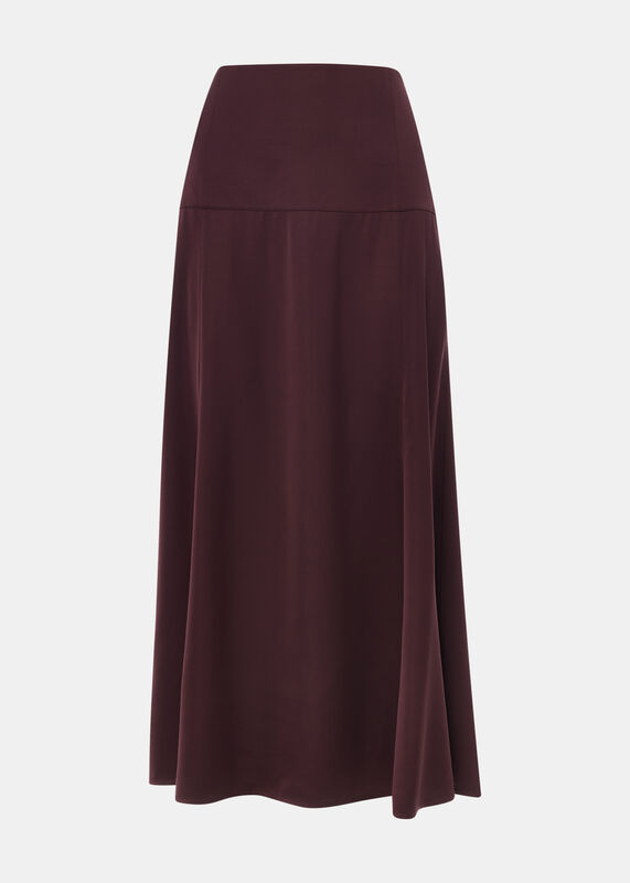 Burgundy Midi Satin Bias Skirt