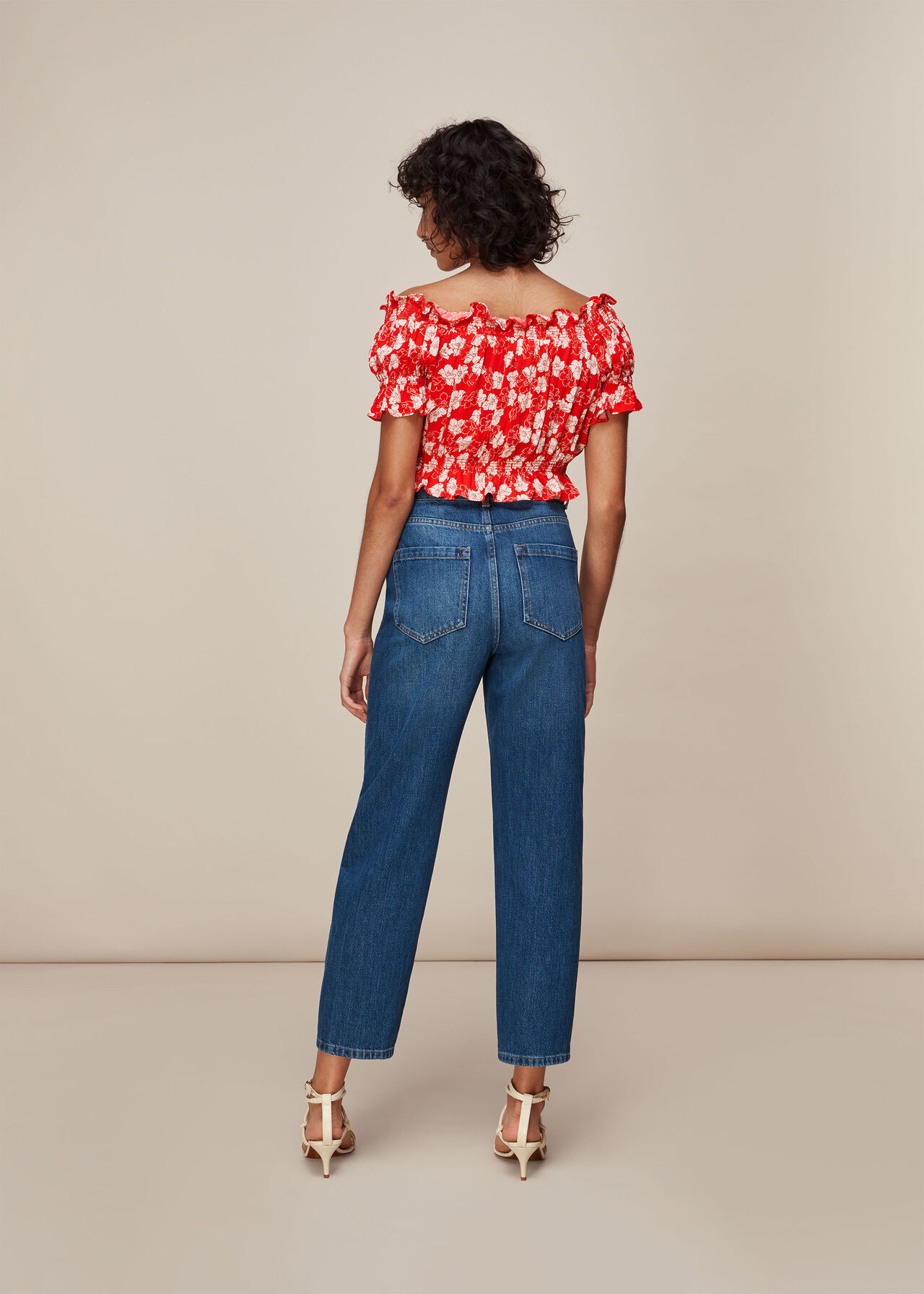 Floral Garland Bardot Top Red/Multi