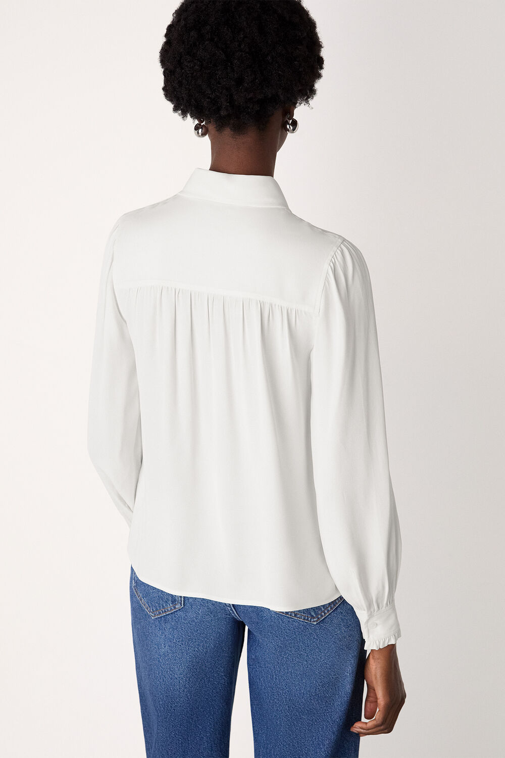 Ivory Tie Detail Crepe Blouse