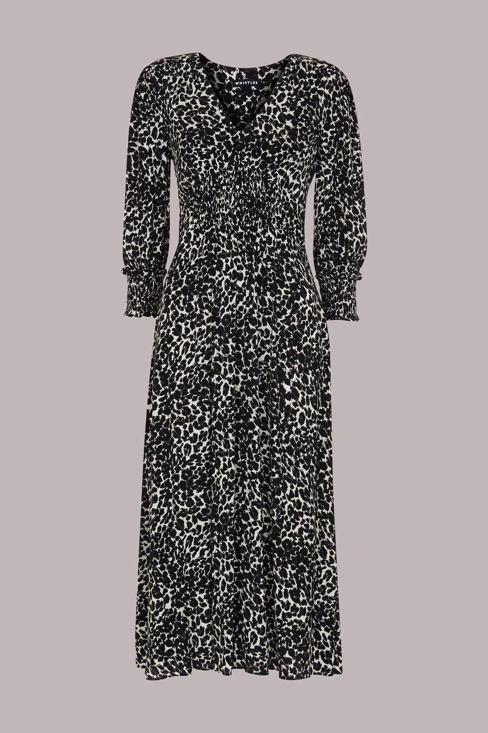 Shadow Leopard Shirred Dress
