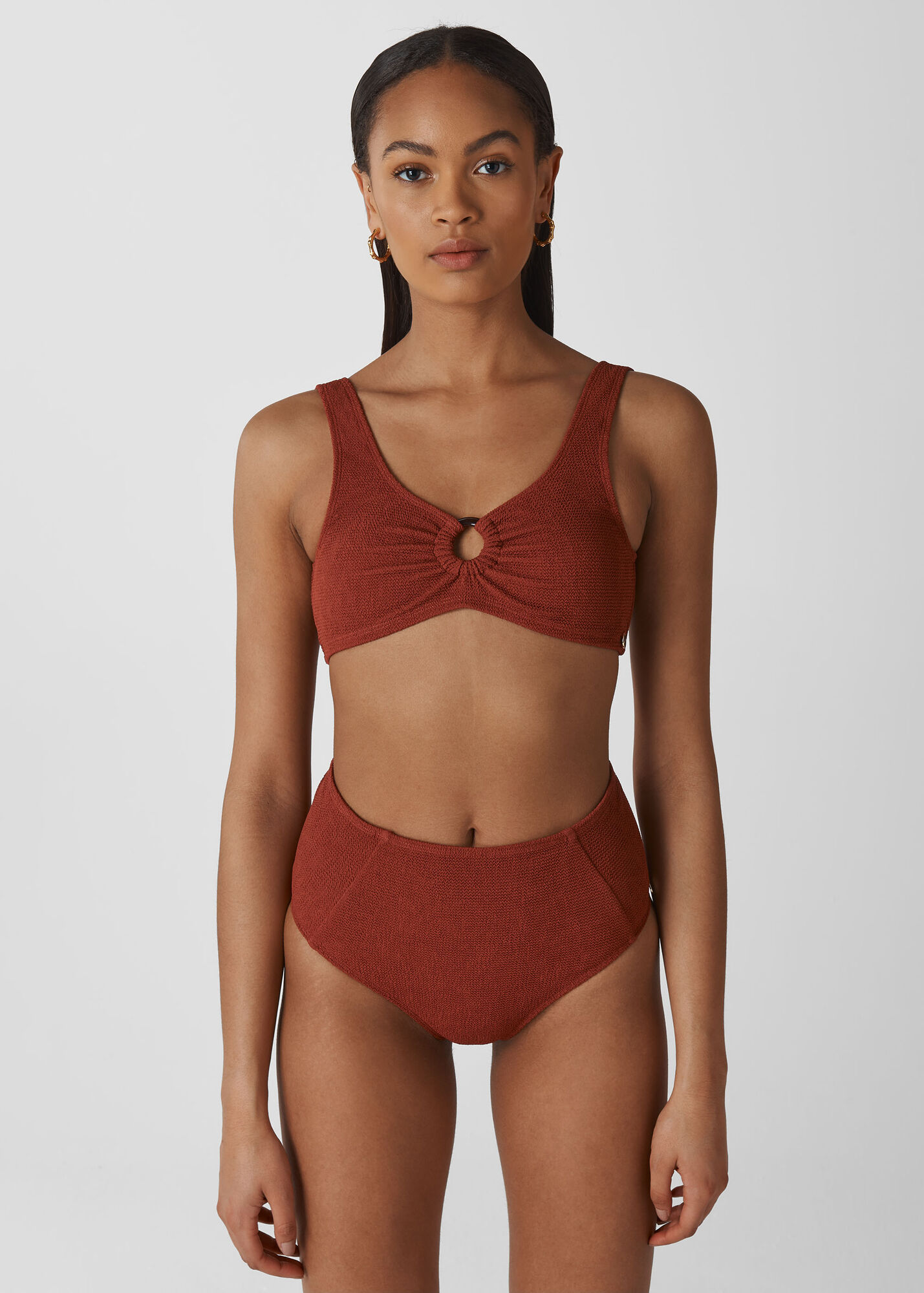 Whistles Women Tort Ring Square Bikini Top - Orange - 06
