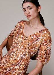 Marble Print Silk Midi Dress