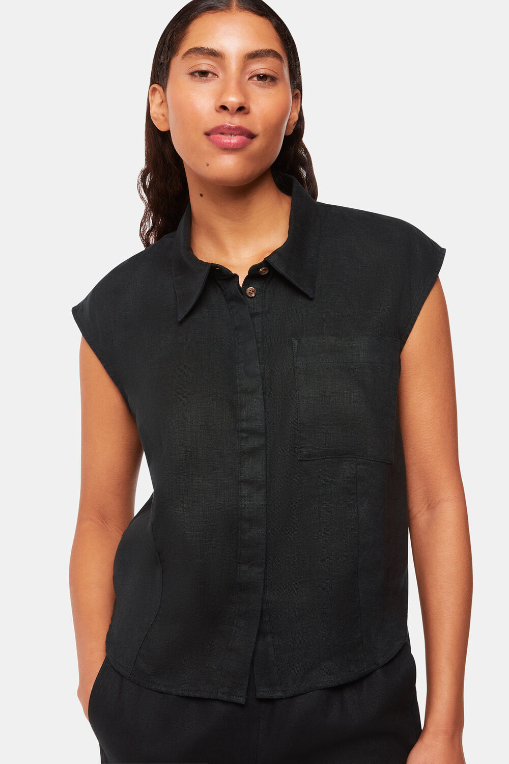 Black Olivia Linen Shirt