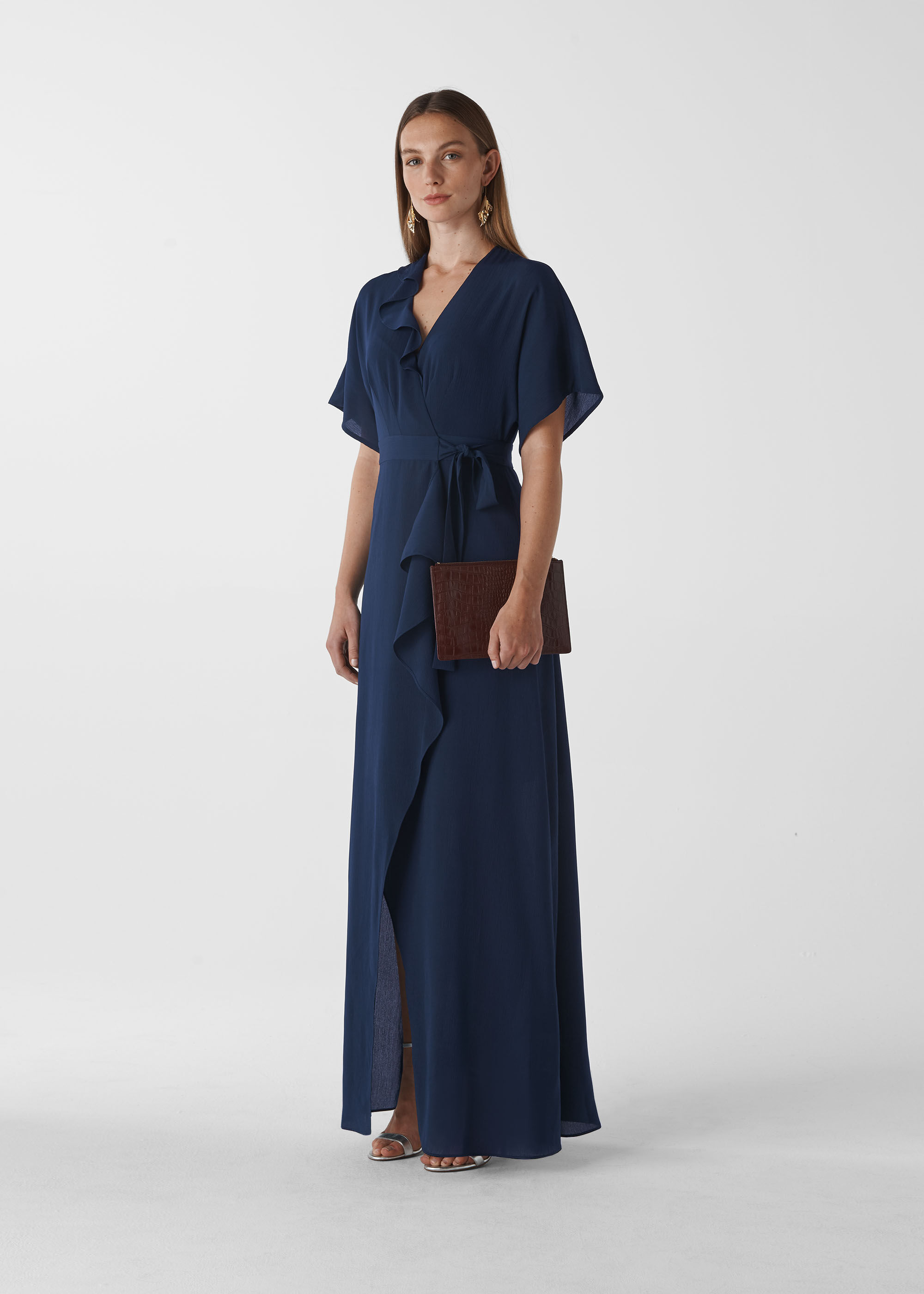 nova frill wrap maxi dress