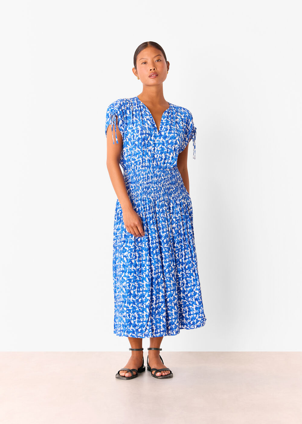 Petite Brushed Stroke Midi Dress