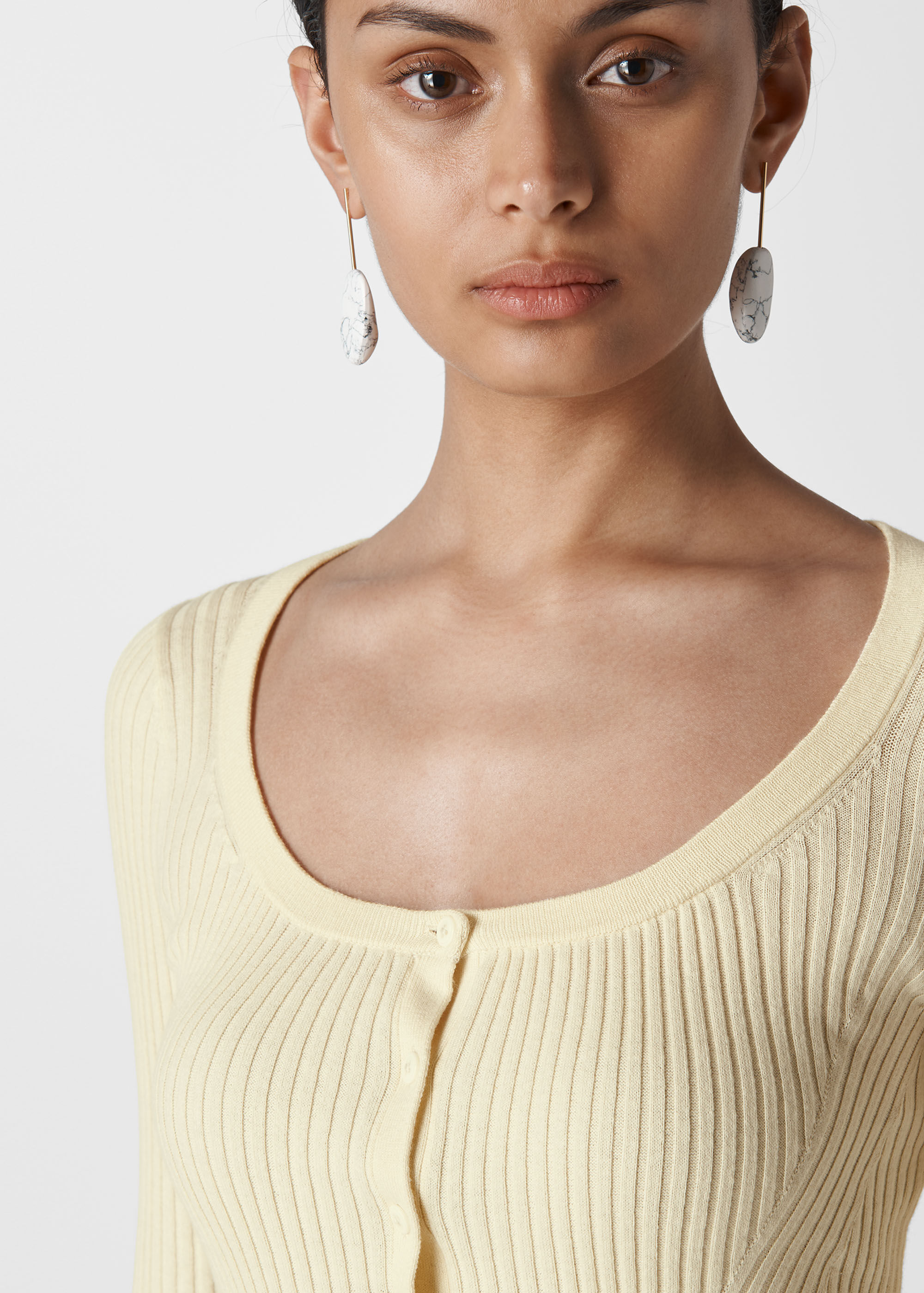 Ivory Skinny Rib Cardigan WHISTLES