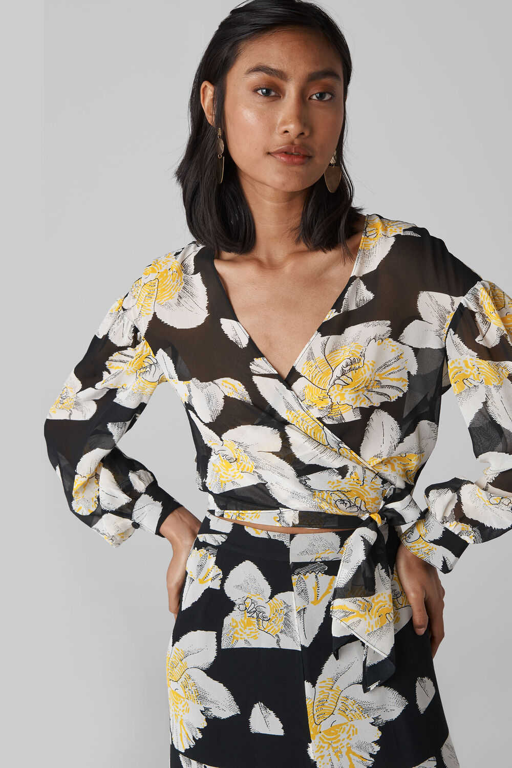 Rika Floral Silk Wrap Top