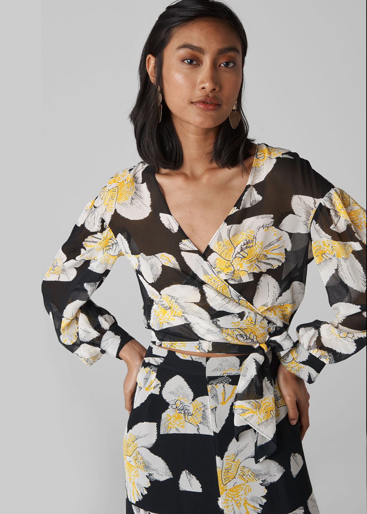 Rika Floral Silk Wrap Top