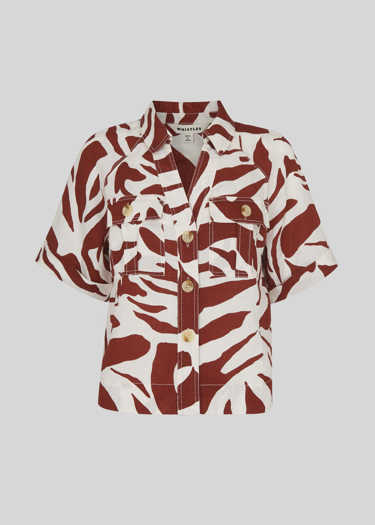 Graphic Zebra Linen Shirt Multicolour