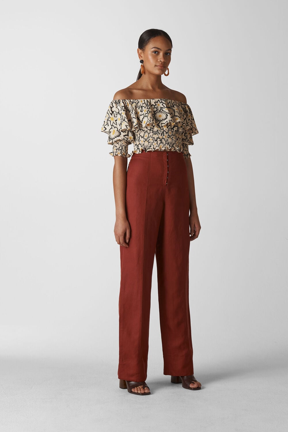 Adela Floral Print Silk Top White/Multi