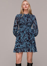 Wood Tiger Shirred Dress