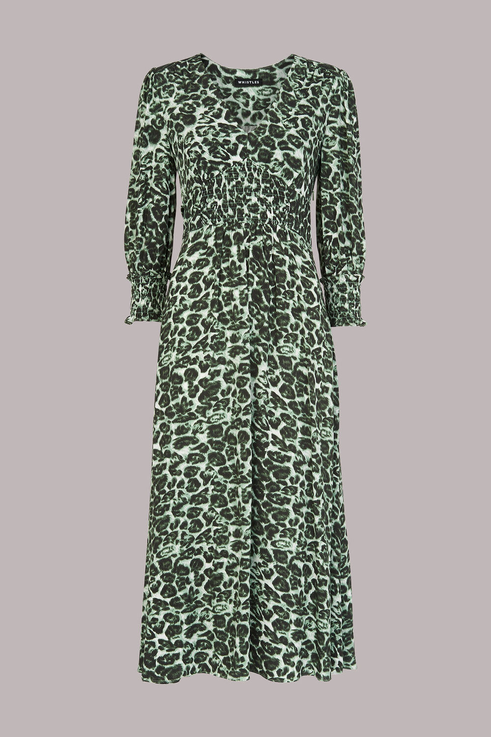 Clouded Leopard Shirred Dress
