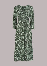 Clouded Leopard Shirred Dress