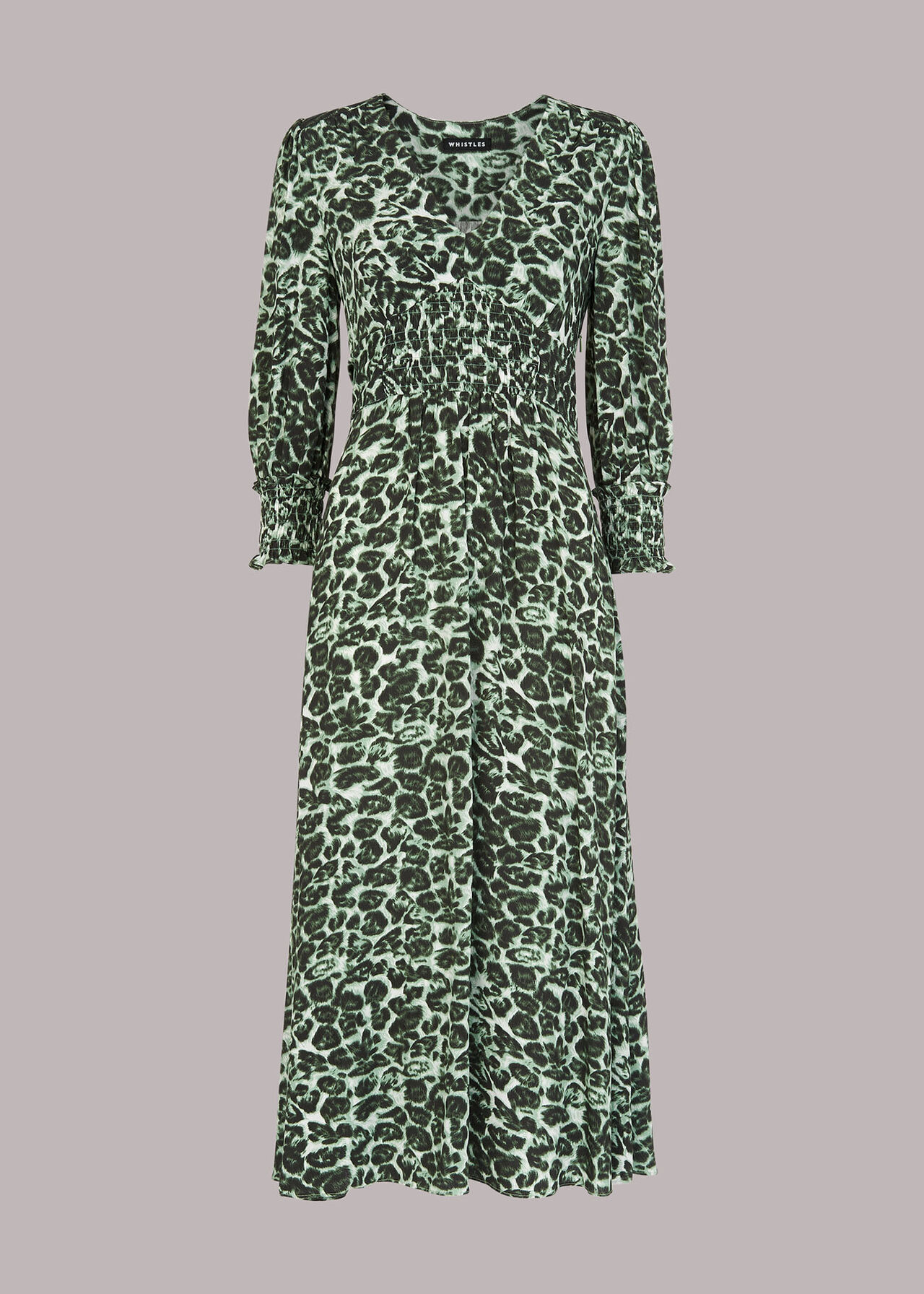 Clouded Leopard Shirred Dress