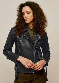 Tessa Tumbled Leather Biker Black