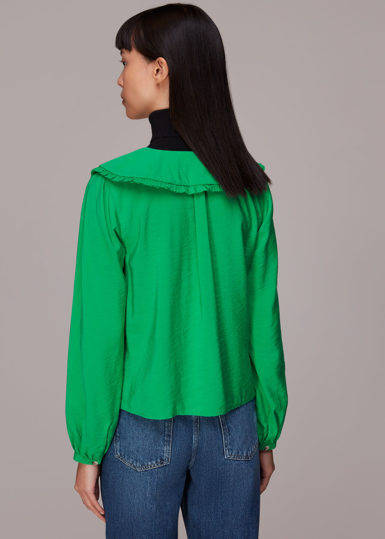 Green Oversized Collar Detail Top | WHISTLES