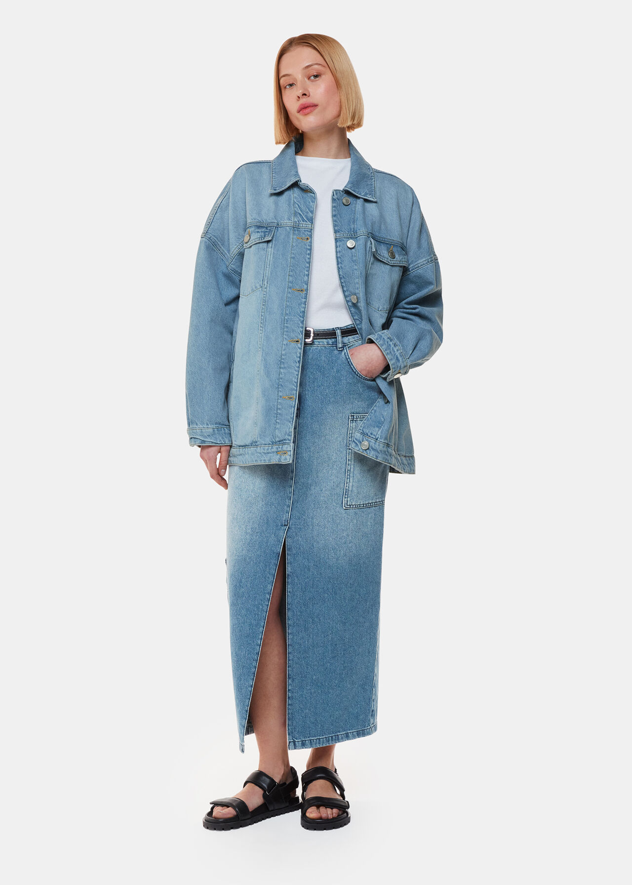 Cora Utility Denim Maxi Skirt