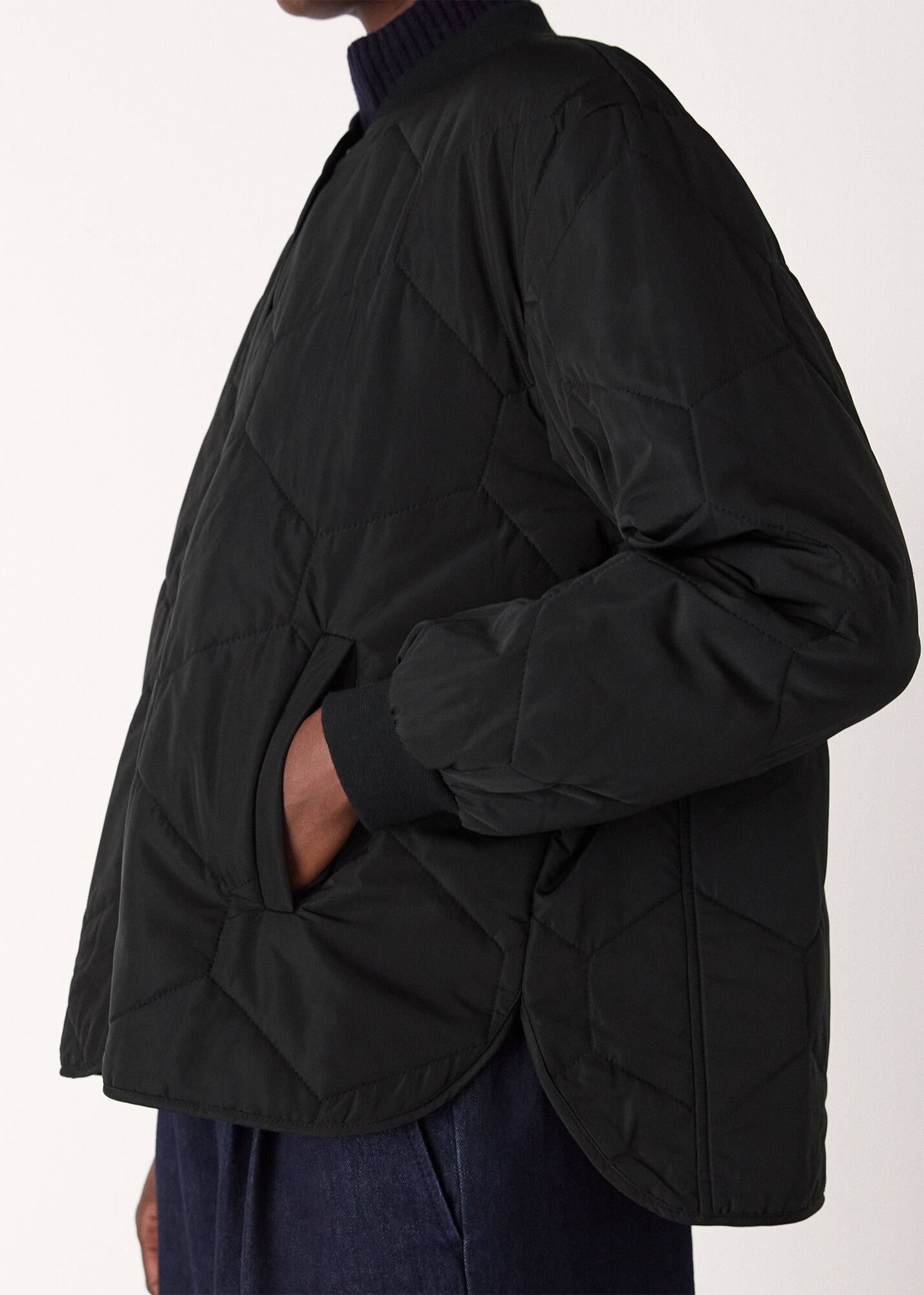 Black Ida Short Quilted Coat | WHISTLES | Whistles US |