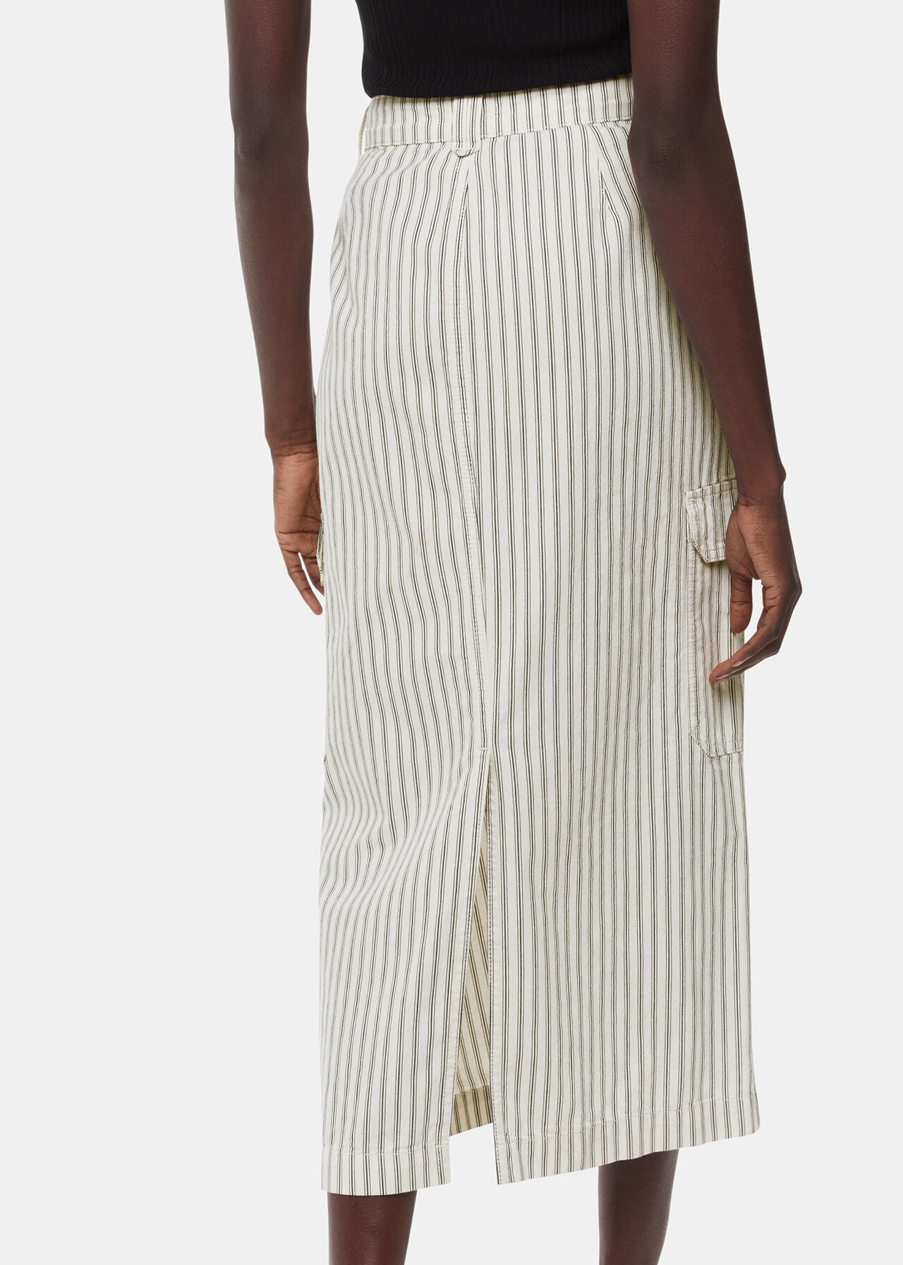 Stripe Cargo Midi Skirt