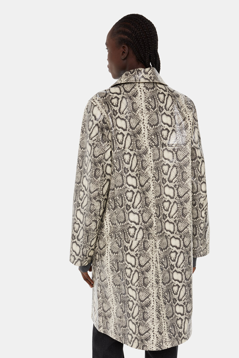 Iyana Snake Print Leather Coat