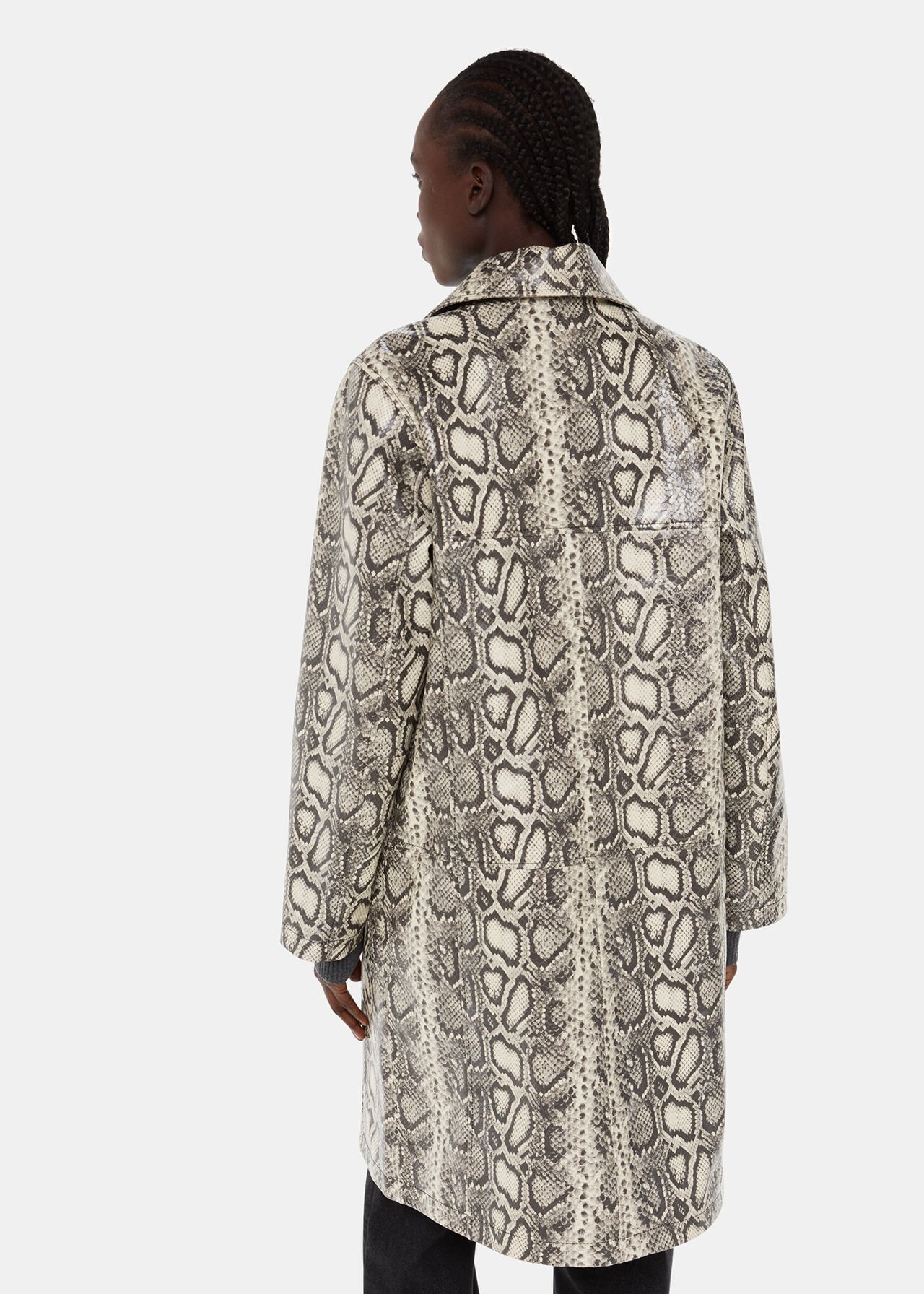 Iyana Snake Print Leather Coat