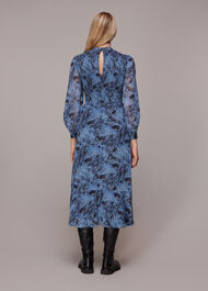 Snow Flurry Shirred Midi Dress