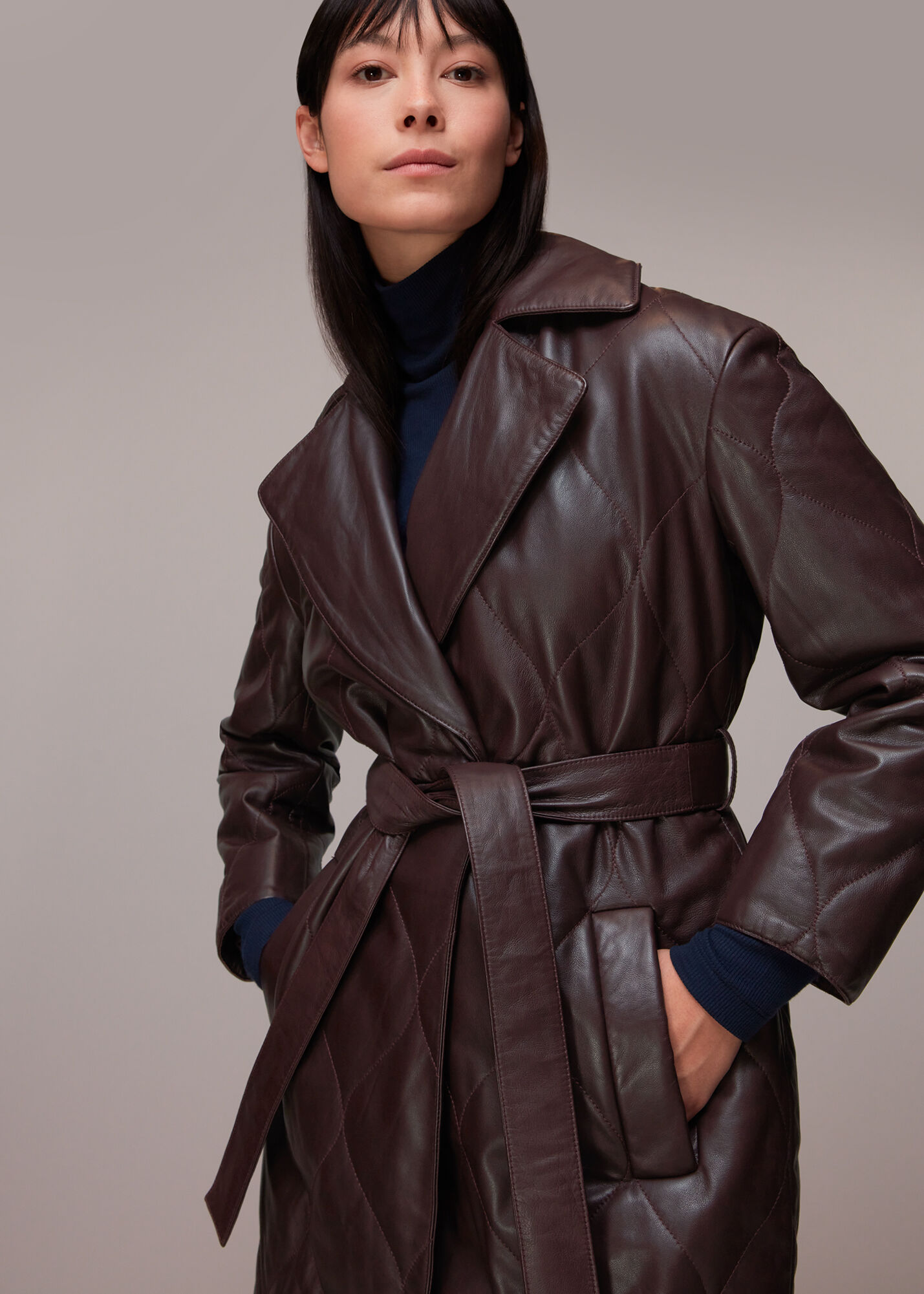 Leather belted blazer online