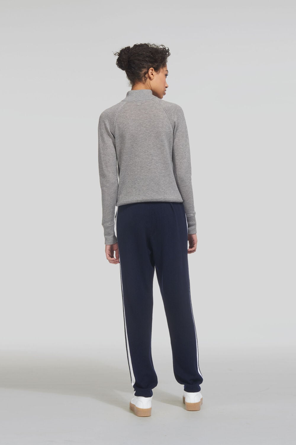 Stripe Cashmere Mix Jogger Navy