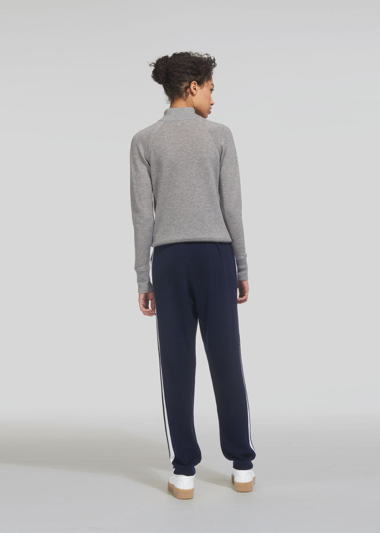Stripe Cashmere Mix Jogger Navy