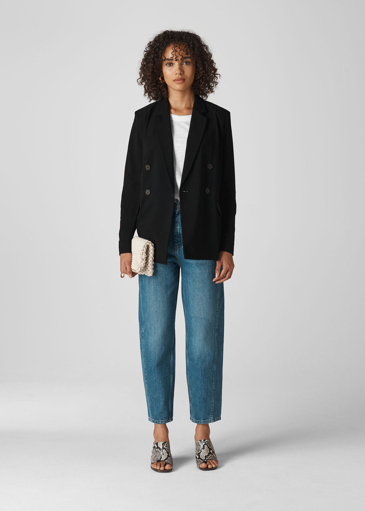 Black Double Breasted Relax Blazer | WHISTLES | Whistles UK